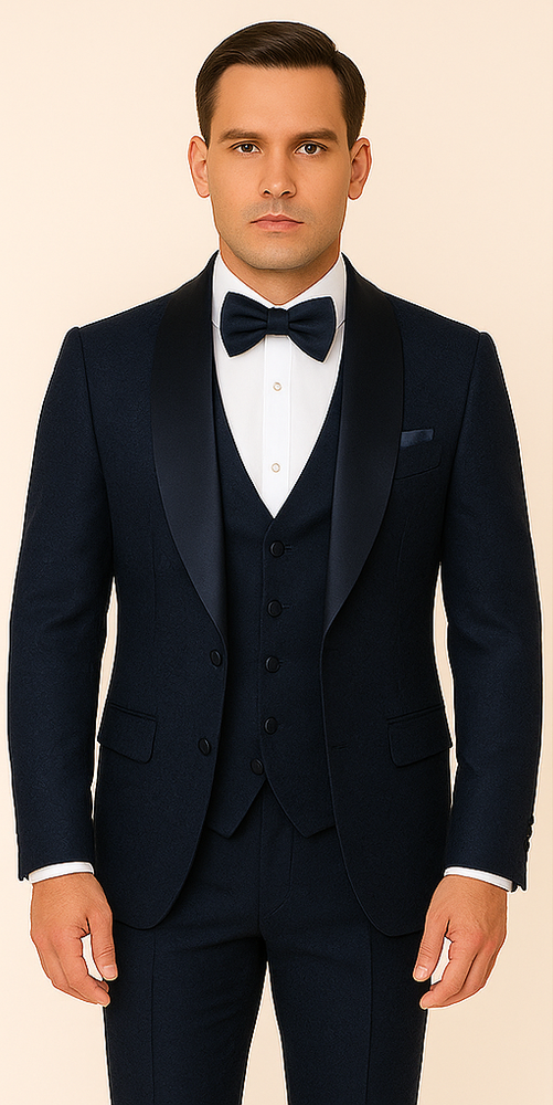 Rossi Man RM1252 – Men's 3-Piece Smoking Style Tuxedo for Elegant Evenings
