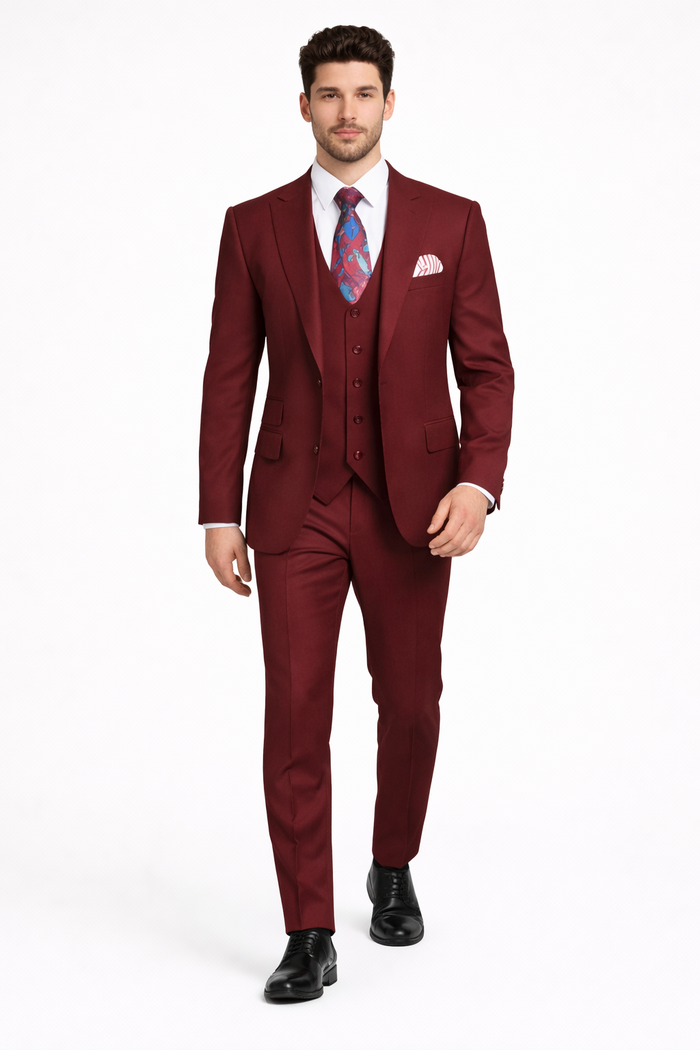 Rossi Man RM1174 – Modern Slim Fit Sydney II 3-Piece Suit for Men - Elegant Tailored Formalwear