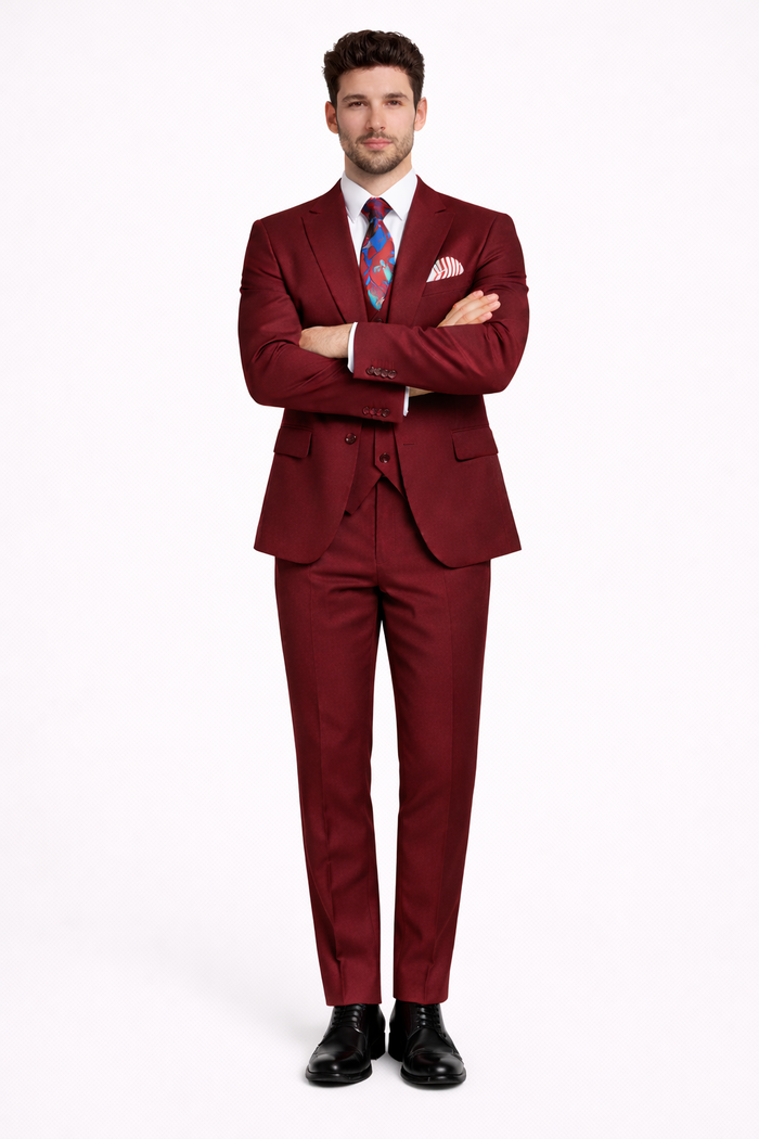 Rossi Man RM1174 – Modern Slim Fit Sydney II 3-Piece Suit for Men - Elegant Tailored Formalwear