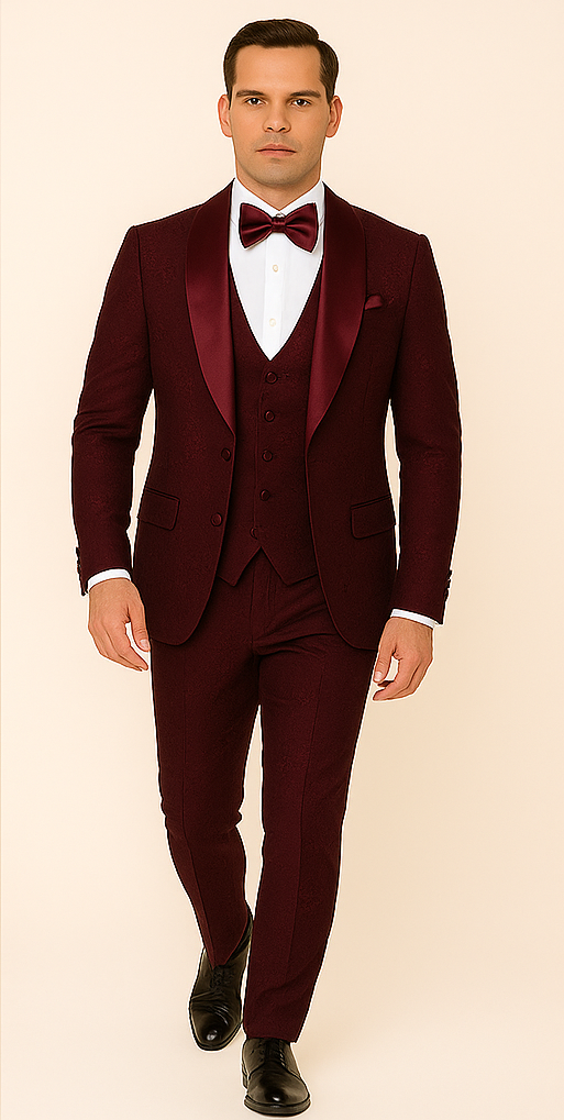Rossi Man RM1253 – Formal 3-Piece Smoking Style Tuxedo for Men