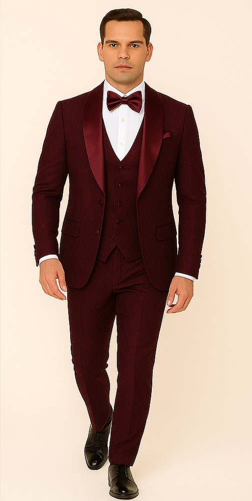 Rossi Man RM1253 – Formal 3-Piece Smoking Style Tuxedo for Men