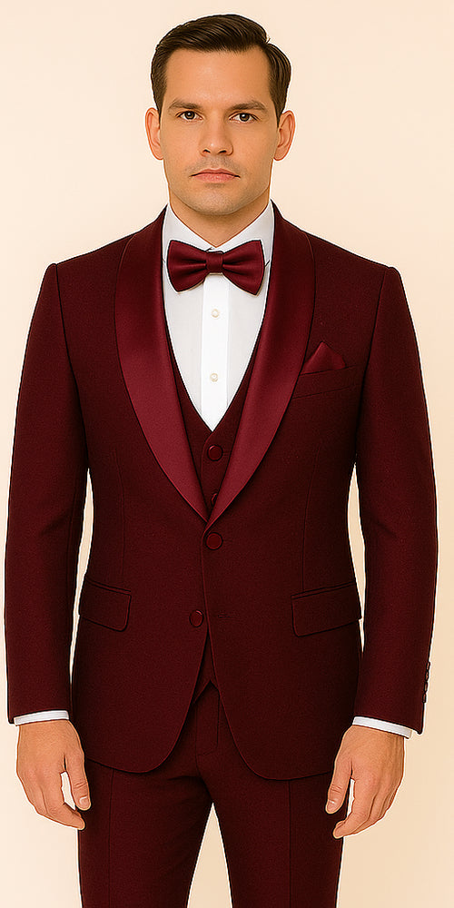 Rossi Man RM1253 – Formal 3-Piece Smoking Style Tuxedo for Men