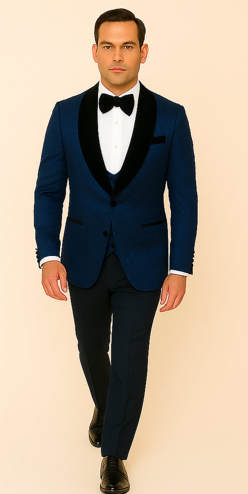 Rossi Man RM1483 – Slim Fit Smoking Style 3-Piece Tuxedo for Men