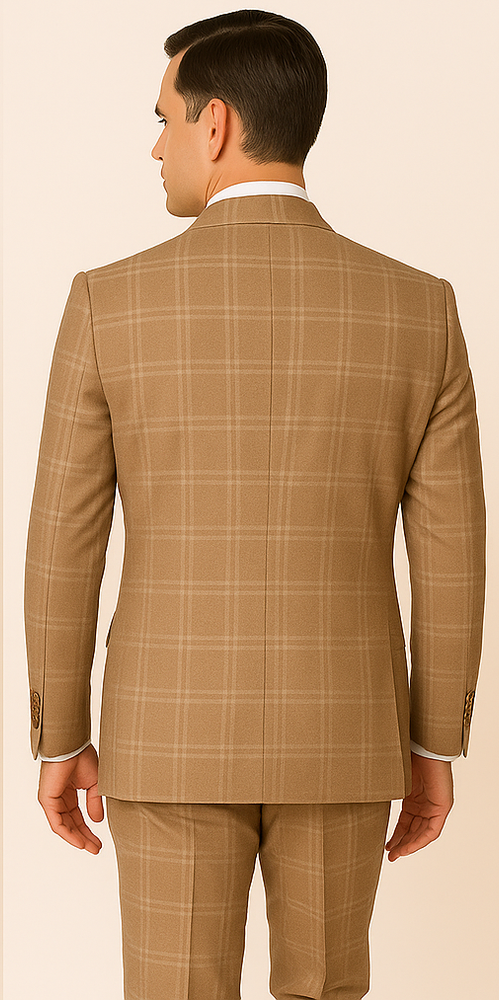 Rossi Man RM1797 – Classic Milano Fit Double-Breasted Checkered Suit for Formal & Business Wear