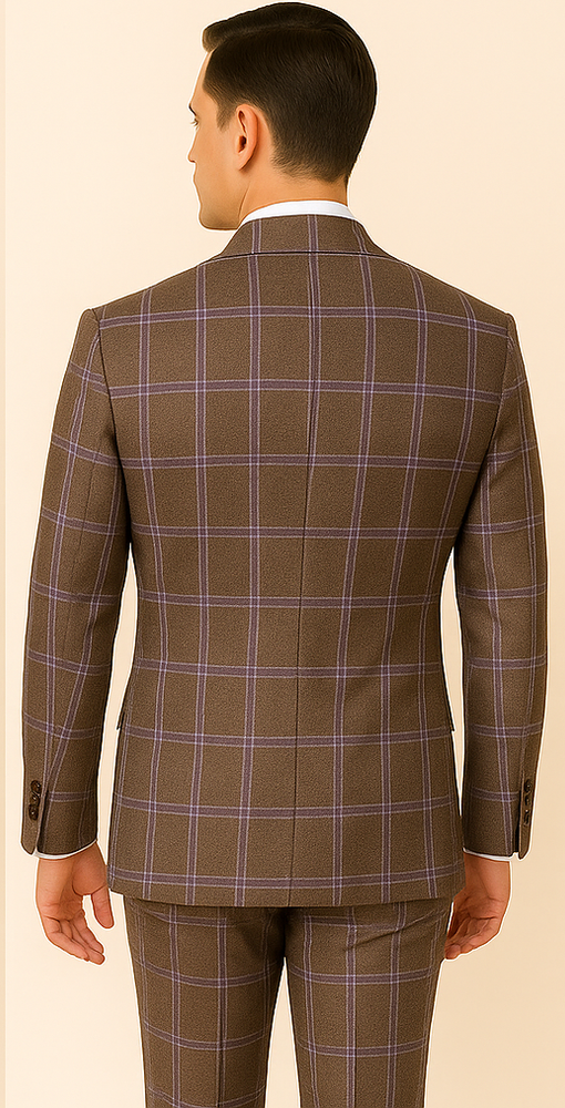 Rossi Man RM1846 – Premium Milano Fit Men’s Double-Breasted Checkered Suit for Formal & casual Events