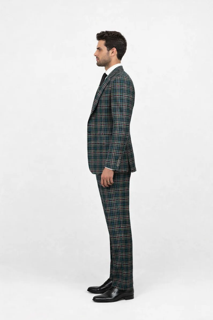 Rossi Man RM2311 – Premium Milano Fit Men’s 3-Piece Plaid Suit for Formal & Casual Events