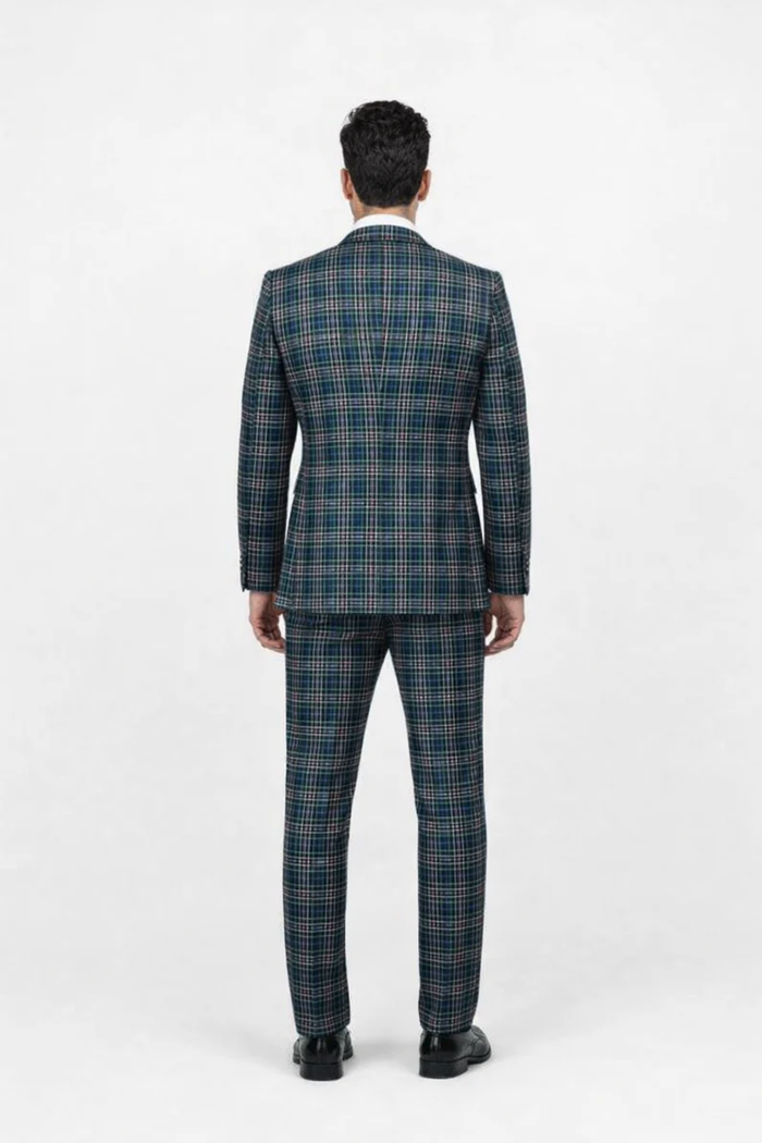 Rossi Man RM2311 – Premium Milano Fit Men’s 3-Piece Plaid Suit for Formal & Casual Events