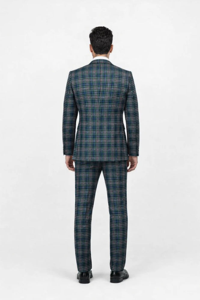 Rossi Man RM2311 – Premium Milano Fit Men’s 3-Piece Plaid Suit for Formal & Casual Events