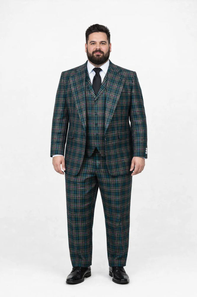 Rossi Man RM2311 – Premium Milano Fit Men’s 3-Piece Plaid Suit for Formal & Casual Events