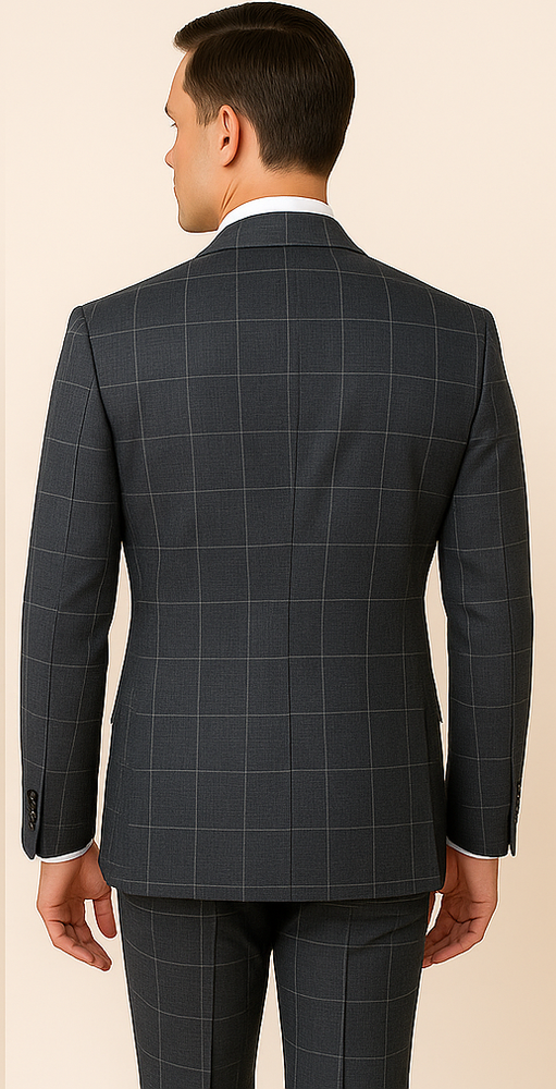 Rossi Man RM2312 – Premium Milano Fit Men’s 3-Piece Checkered Suit from the Sam Collection
