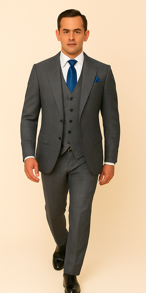 Rossi Man Sam RM2315 – Classic Milano Tailored 3-Piece Checkered Suit