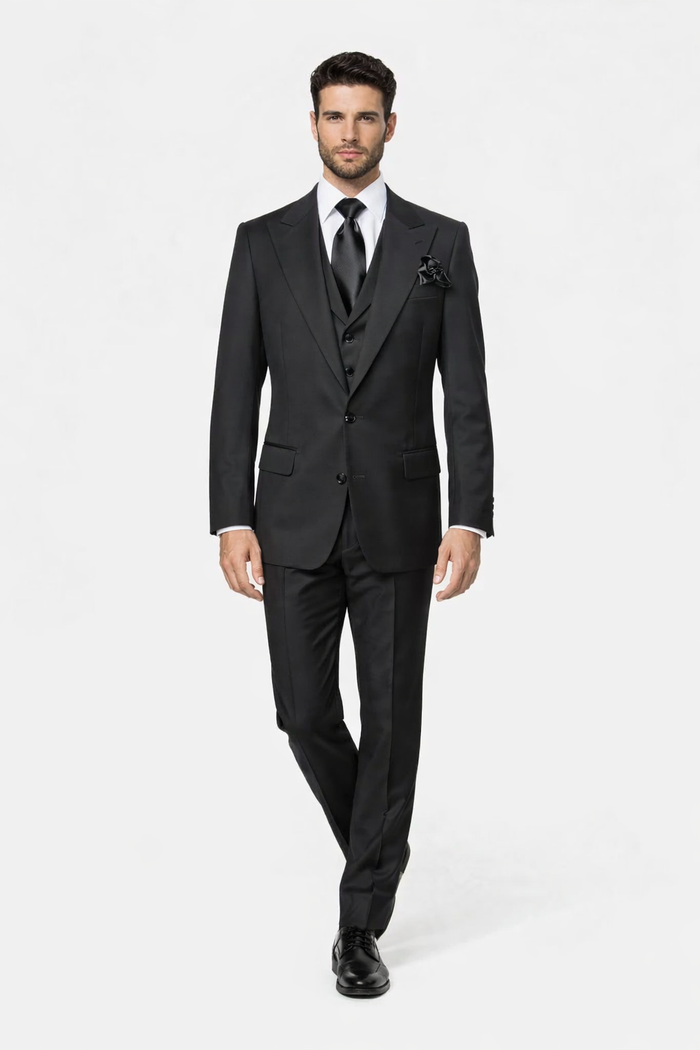 Rossi Man Sam RM2301 Black Slim Fit Suit – Men’s Modern Formalwear