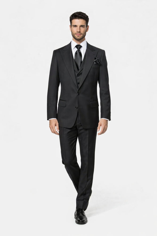 Rossi Man RM2301 – Sam Collection Men’s Slim Fit Formal Suit in Black