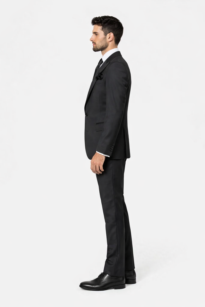 Rossi Man RM2301 – Sam Collection Men’s Slim Fit Formal Suit in Black