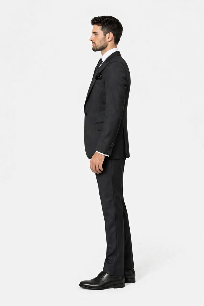 Rossi Man RM2301 – Sam Collection Men’s Slim Fit Formal Suit in Black