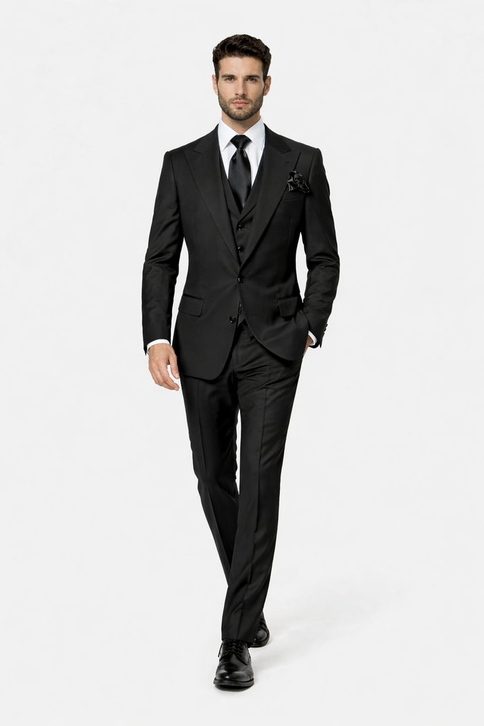 Rossi Man RM2301 – Sam Collection Men’s Slim Fit Formal Suit in Black