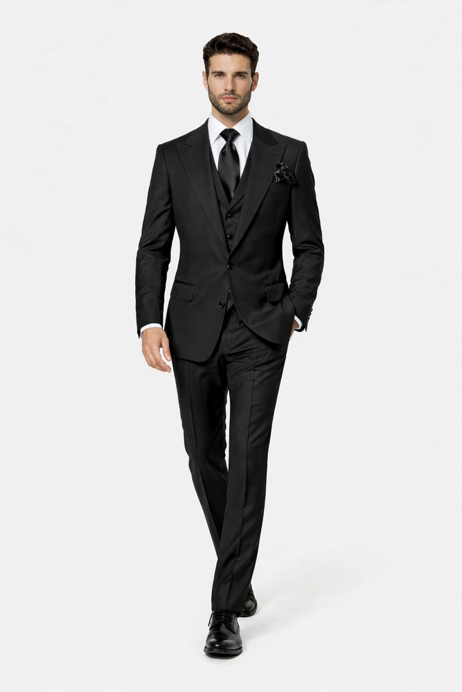 Rossi Man RM2301 – Sam Collection Men’s Slim Fit Formal Suit in Black