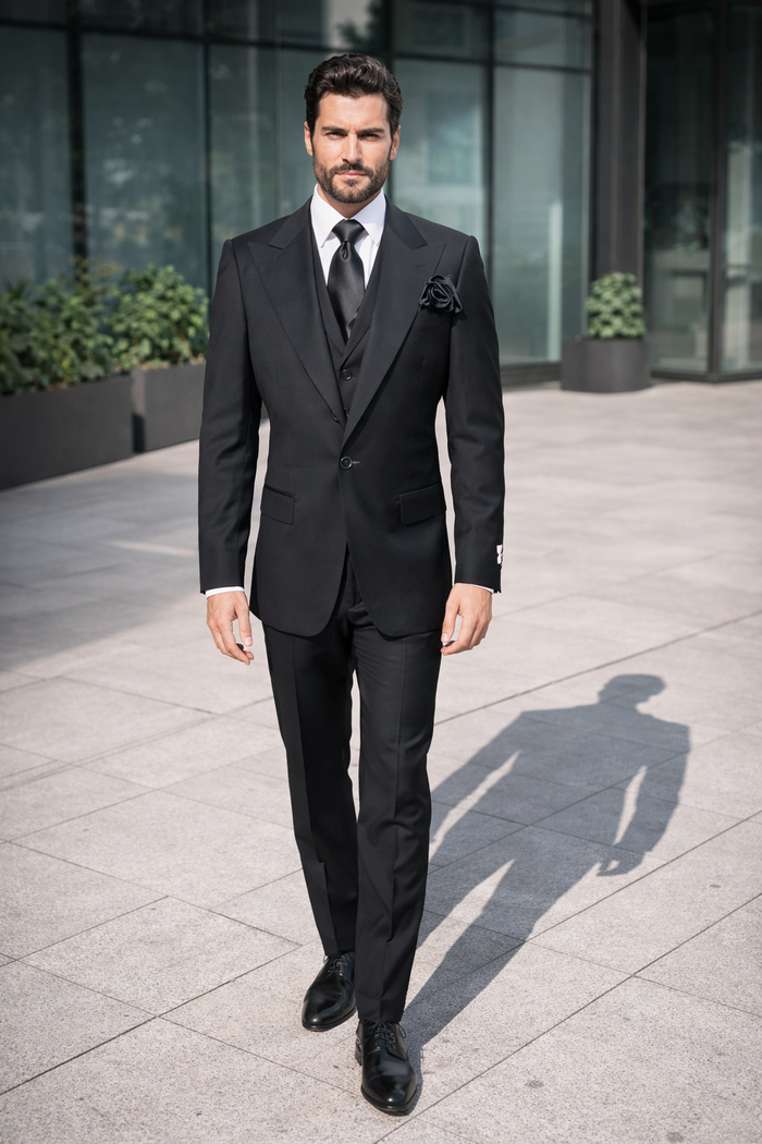 Rossi Man Sam RM2301 Black Slim Fit Suit – Men’s Modern Formalwear