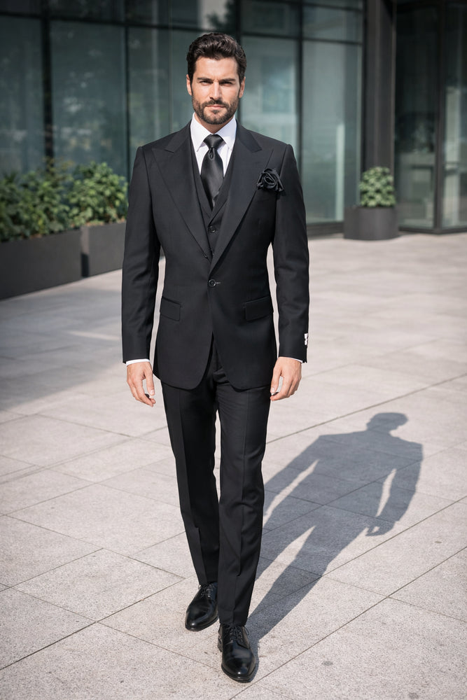 Rossi Man RM2301 – Sam Collection Men’s Slim Fit Formal Suit in Black