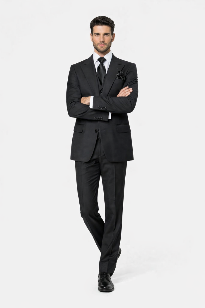 Rossi Man Sam RM2301 Black Slim Fit Suit – Men’s Modern Formalwear