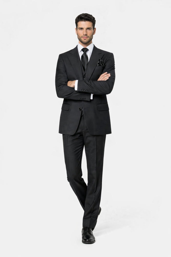Rossi Man RM2301 – Sam Collection Men’s Slim Fit Formal Suit in Black