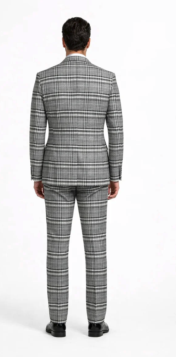 Suits With Baggy Pleated Pants - Wide Leg Pants 100% Wool - Classic Fit in One Button 3 Piece Suit by Rossiman