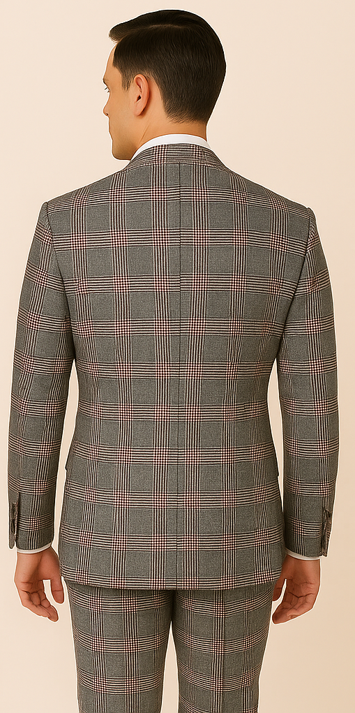 Rossi Man Sam RM2316 – Elegant Milano Tailored 3-Piece Plaid Suit