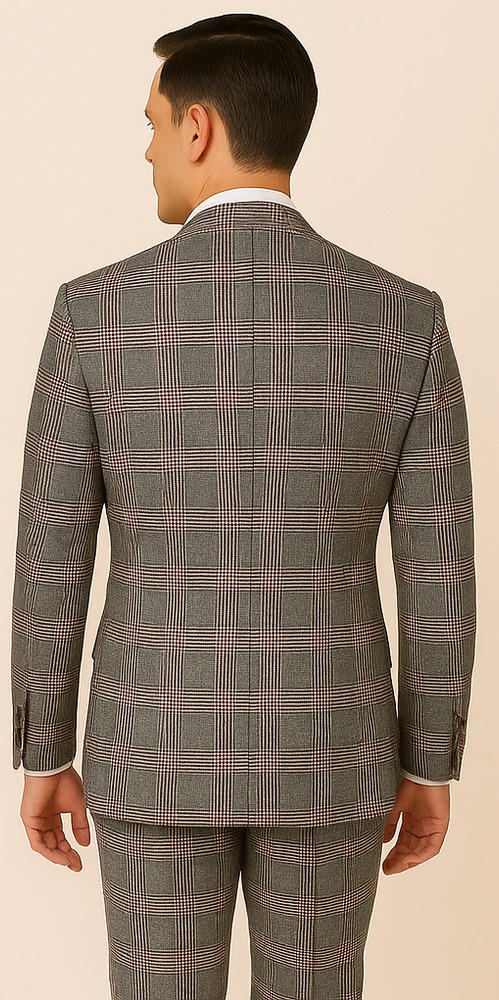 Rossi Man Sam RM2316 – Elegant Milano Tailored 3-Piece Plaid Suit