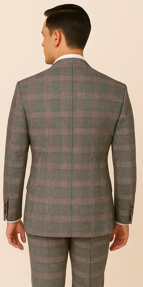 Rossi Man Sam RM2316 – Elegant Milano Tailored 3-Piece Plaid Suit