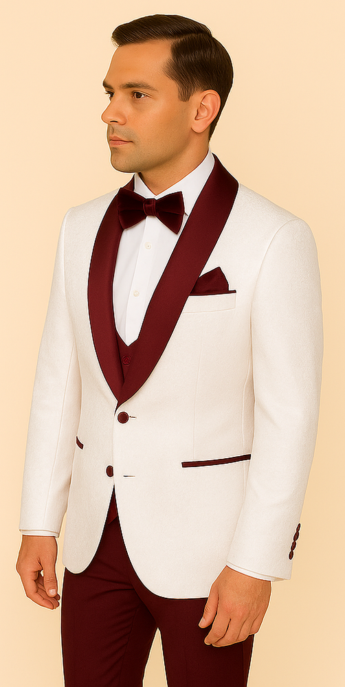 Rossi Man RM1480 – Men's 3-Piece Smoking Style Tuxedo Suit for Formal