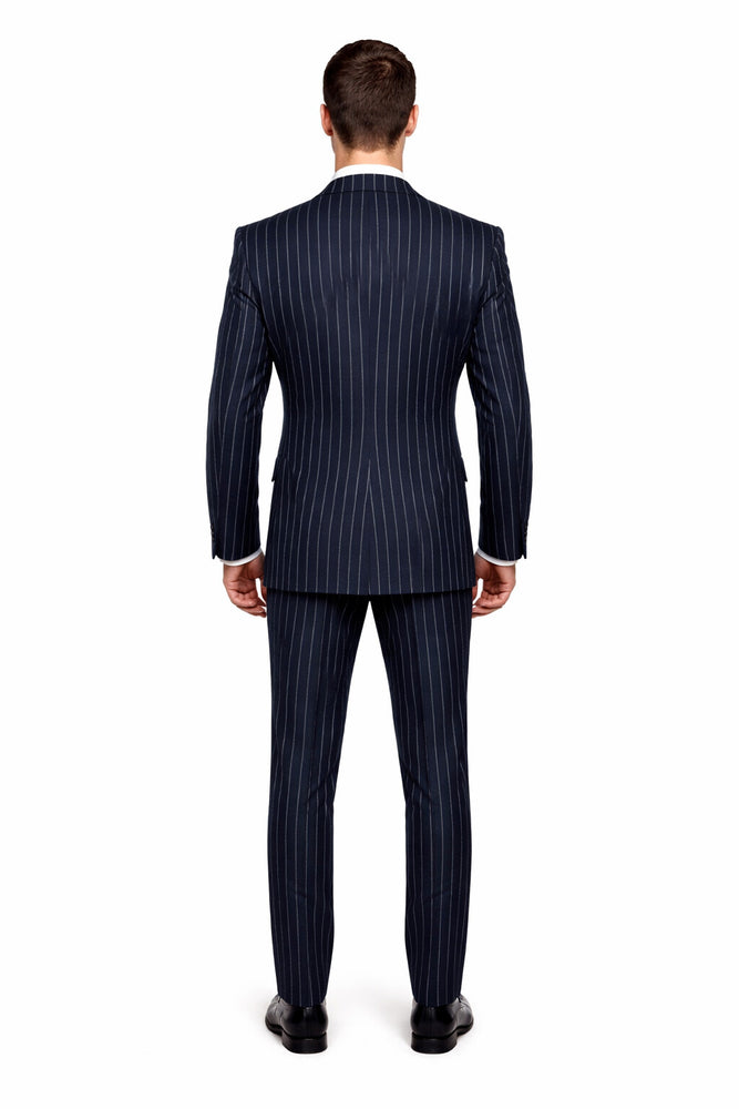 Rossiman Chancellor Navy Pinstripe 3-Piece Prestige Suit