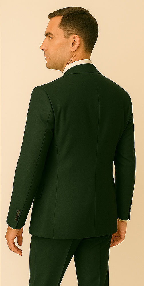 Rossiman Hunter Green Slim Fit Men's Suit – 3-Piece Vested Set with Flat Front Trousers