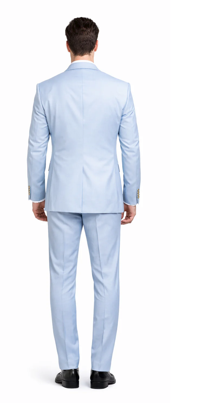 Rossiman Light Blue Men's Suit Double Breasted Slim Fit