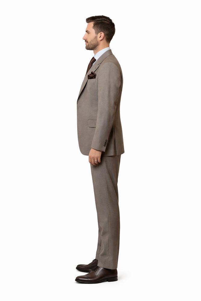 Rossiman Marquis Taupe Micro-Texture 3-Piece Elegance Suit