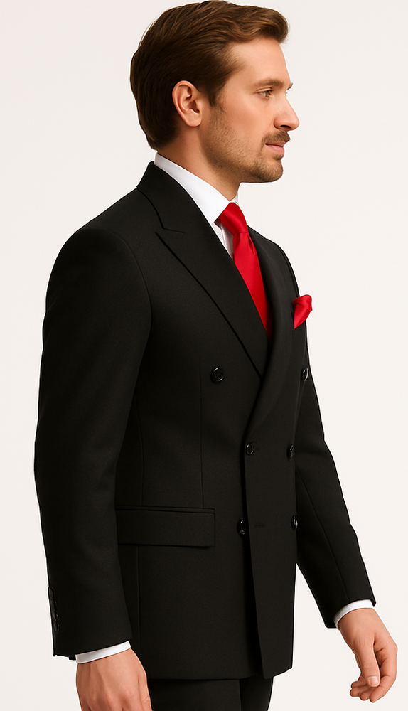 Rossiman Men’s Formal Black Slim Fit Suit – 3-Piece with Stylish Vest & Trousers