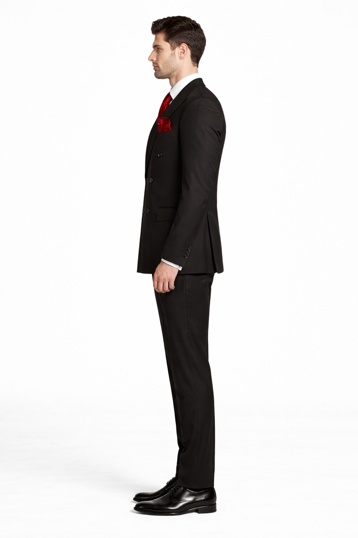Rossiman Men’s Formal Black Slim Fit Suit | 3-Piece with Stylish Vest & Trousers – Italian Tailored Elegance