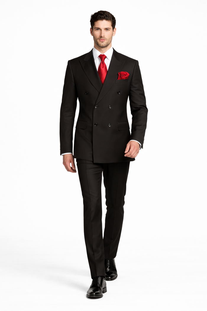 Rossiman Men’s Formal Black Slim Fit Suit | 3-Piece with Stylish Vest & Trousers – Italian Tailored Elegance