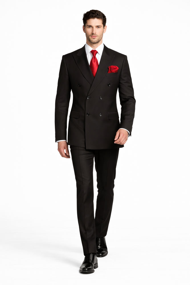 Rossiman Men’s Formal Black Slim Fit Suit | 3-Piece with Stylish Vest & Trousers – Italian Tailored Elegance