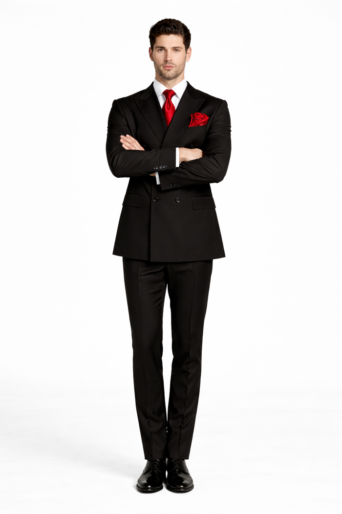Rossiman Men’s Formal Black Slim Fit Suit | 3-Piece with Stylish Vest & Trousers – Italian Tailored Elegance