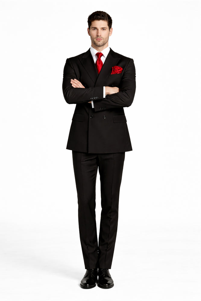 Rossiman Men’s Formal Black Slim Fit Suit | 3-Piece with Stylish Vest & Trousers – Italian Tailored Elegance