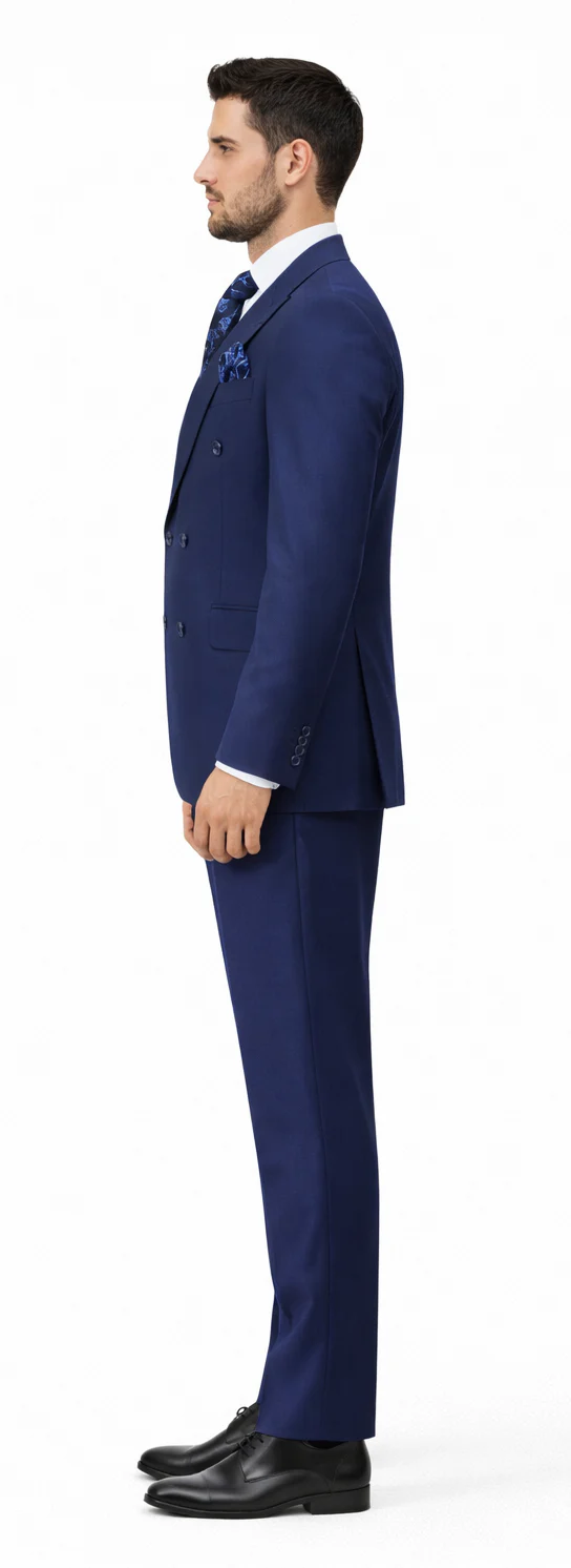 Rossiman Men’s Blue Slim Fit Suit | Modern Tailored Formalwear – Italian 3-Piece Elegant Suit for Men