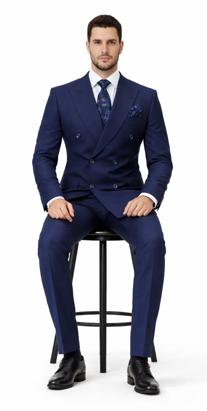 Rossiman Men’s Blue Slim Fit Suit | Modern Tailored Formalwear – Italian 3-Piece Elegant Suit for Men