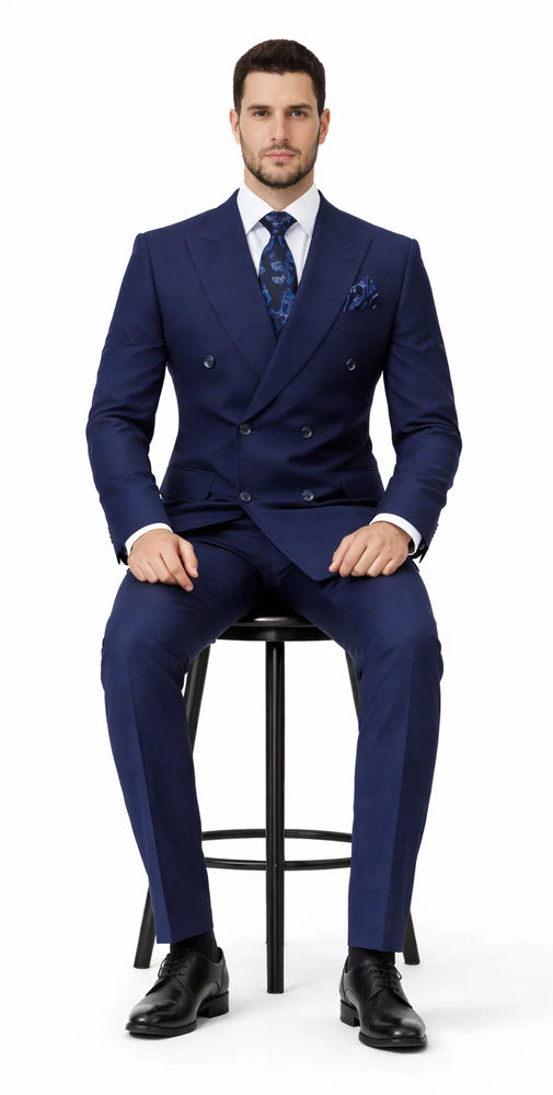 Rossiman Men’s Blue Slim Fit Suit | Modern Tailored Formalwear – Italian 3-Piece Elegant Suit for Men