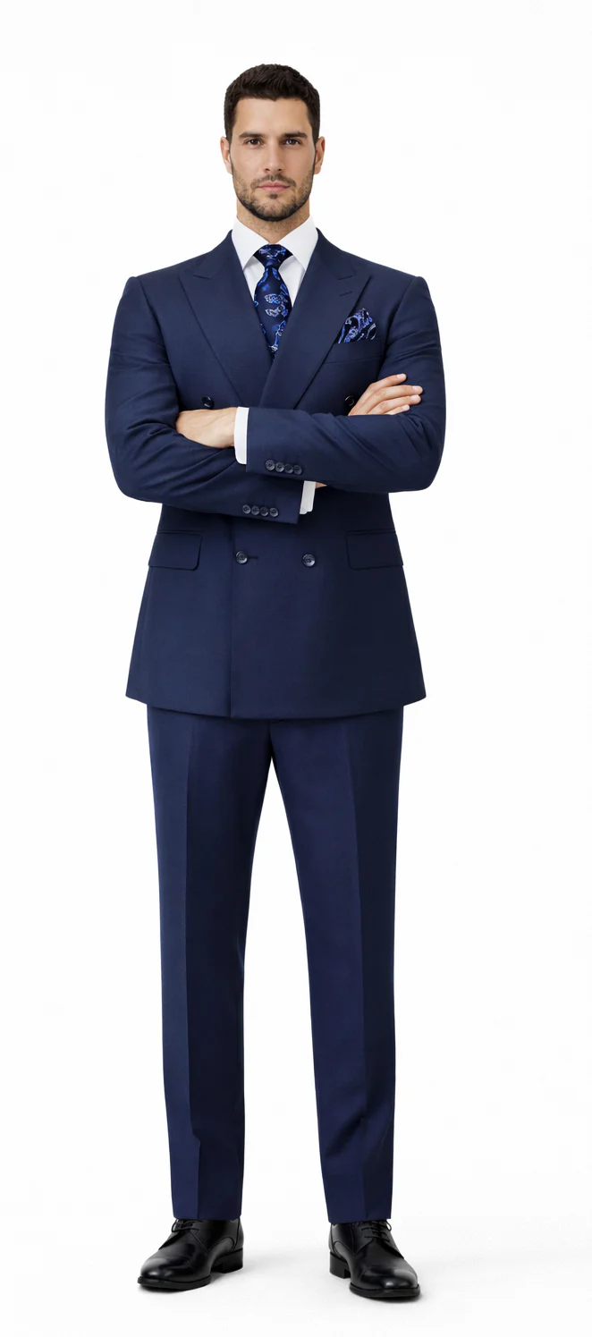 Rossiman Men’s Blue Slim Fit Suit | Modern Tailored Formalwear – Italian 3-Piece Elegant Suit for Men
