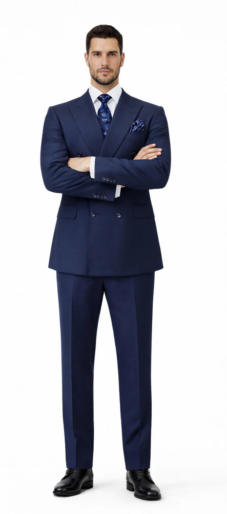Rossiman Men’s Blue Slim Fit Suit | Modern Tailored Formalwear – Italian 3-Piece Elegant Suit for Men