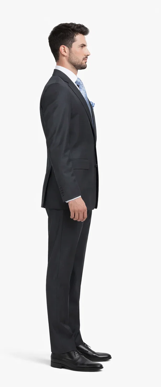 Rossiman Men's Dark Gray Slim Fit Suit Vested Flat Front Pants