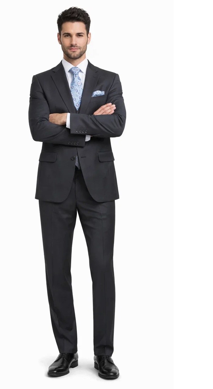 Rossiman Men’s Dark Gray Slim Fit Suit | 3-Piece Vested Set with Flat Front Pants – Italian Tailored Modern Elegance
