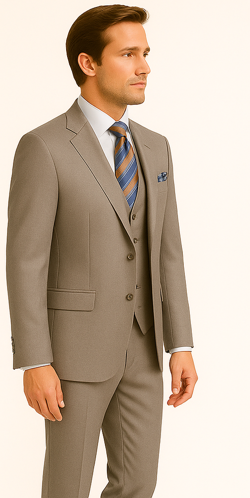 Men's Gray Slim Fit 3-Piece Suit by Rossiman – With Vest & Tailored Trousers