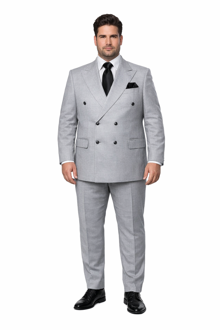 Suits With Baggy Pleated Pants - Wide Leg Pants 100% Wool - Classic Fit in Grey Color by Rossiman