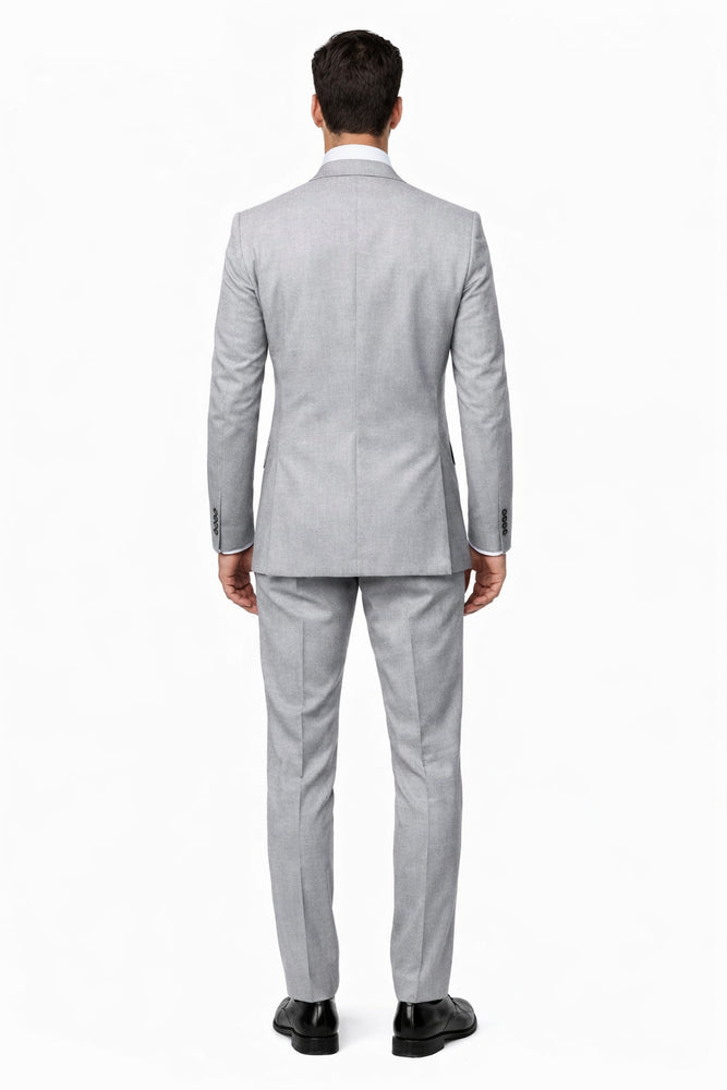 Suits With Baggy Pleated Pants - Wide Leg Pants 100% Wool - Classic Fit in Grey Color by Rossiman